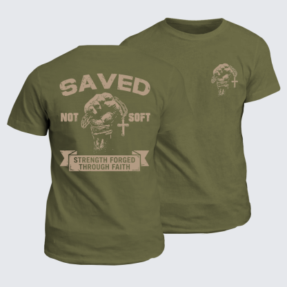 Saved Not Soft Jesus God Christian Cotton T-Shirt
