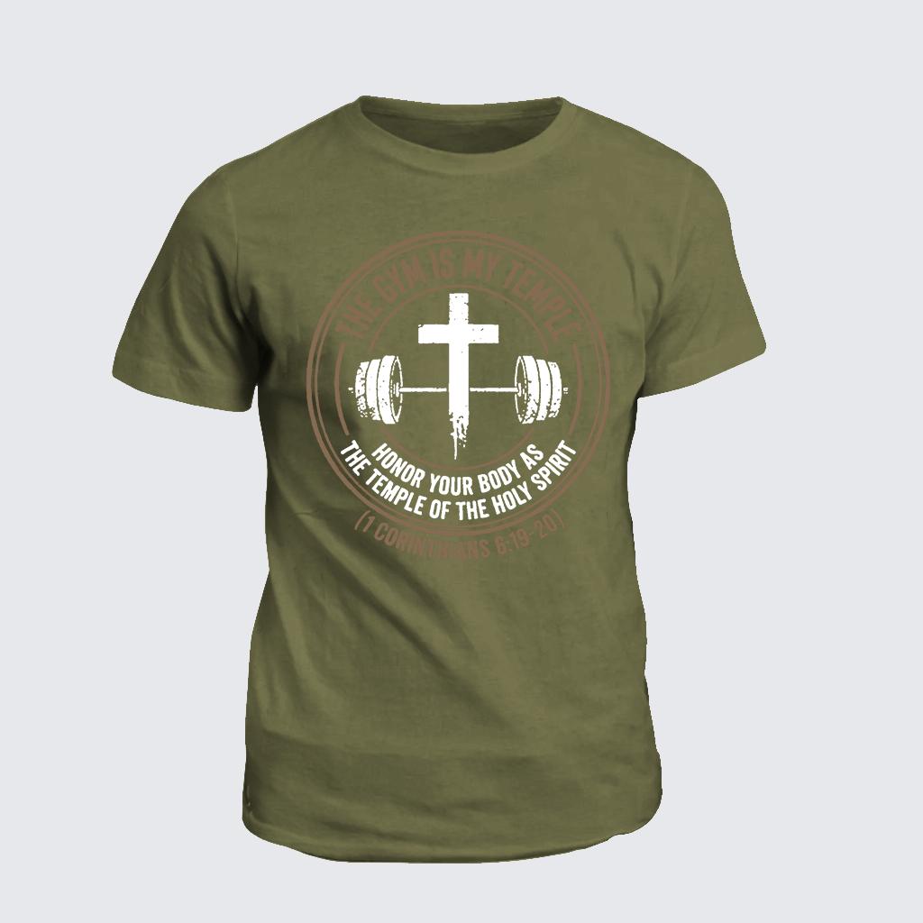 The Gym Is My Temple Jesus God Christian Cotton T-Shirt