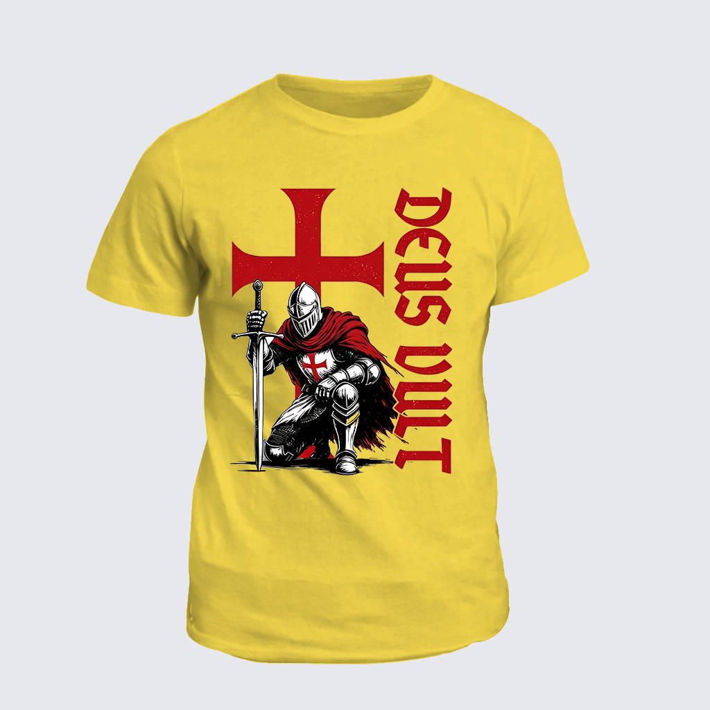 Templar Knight Crusader Deus Vult Jesus God Christian Cotton T-Shirt