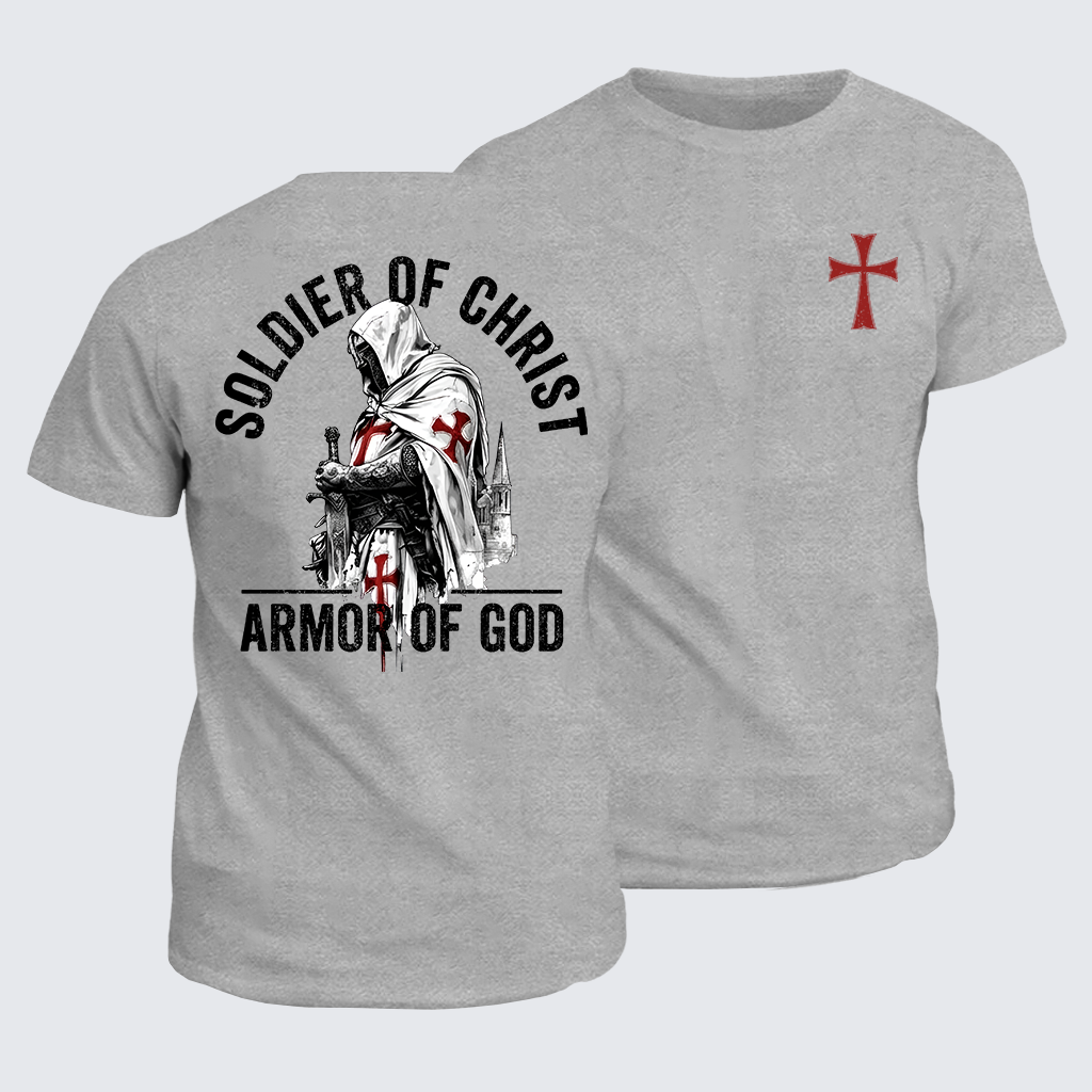 Soldier of Christ Armor Of God Crusader Spirit Jesus God Christian Cotton T-Shirt