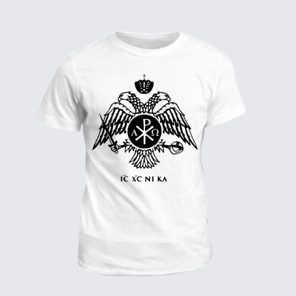 ICXCNIKA Orthodox Byzantine Eagle Jesus God Christian Cotton T-Shirt
