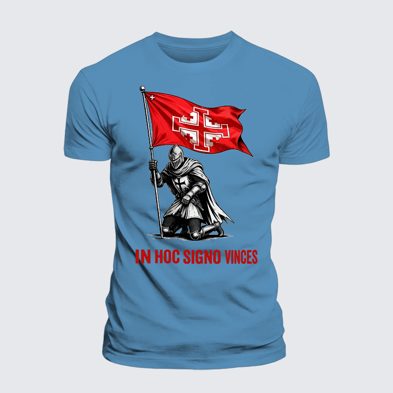 In Hoc Signo Vinces Jesus God Christian Premium Mercerized Cotton Tee
