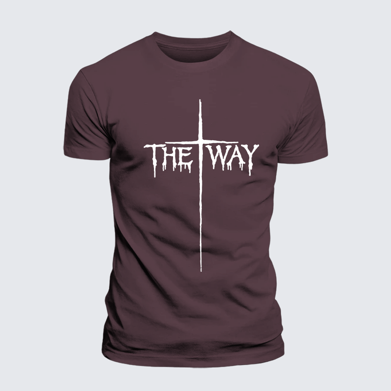 The Way Cross Faith Jesus God Christian Premium Mercerized Cotton Tee