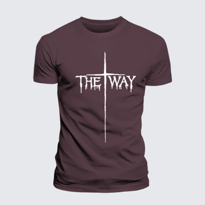 The Way Cross Faith Jesus God Christian Premium Mercerized Cotton Tee