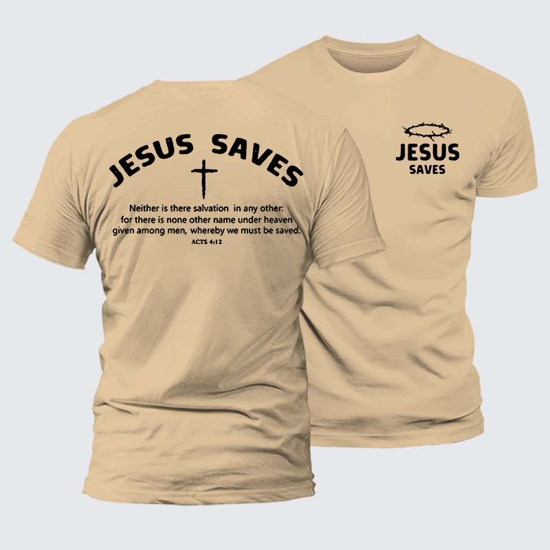 Jesus Saves Jesus God Christian Premium Mercerized Cotton Tee