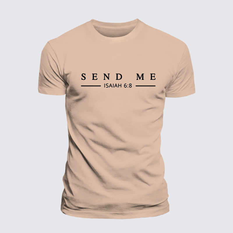 Send Me Isaiah 6:8 Jesus God Christian Premium Mercerized Cotton Tee
