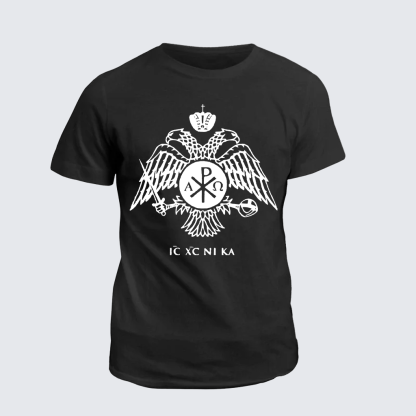 ICXCNIKA Orthodox Byzantine Eagle Jesus God Christian Cotton T-Shirt