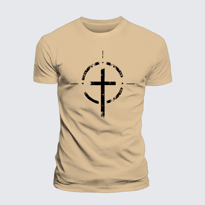 On Target With God Jesus God Christian Premium Mercerized Cotton Tee