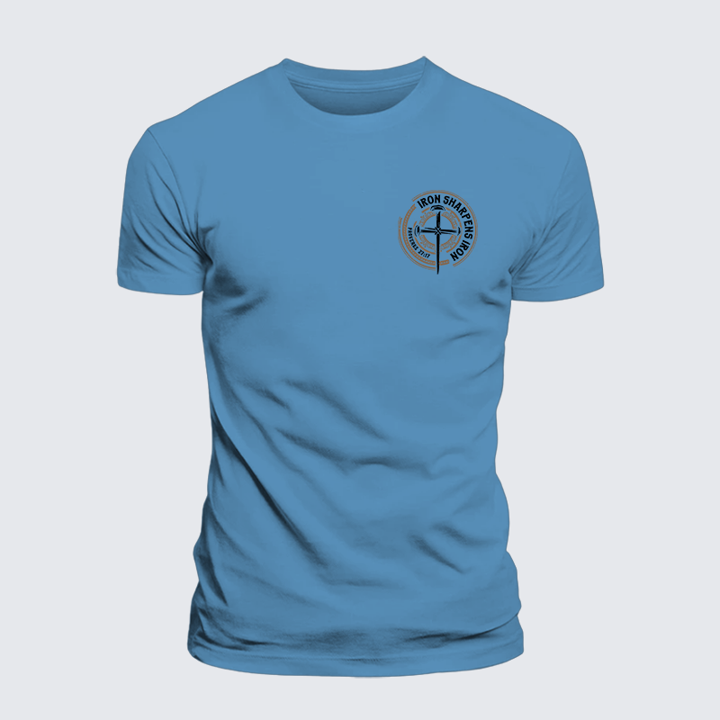 Iron Sharpens Iron - Proverbs 27:17 Jesus God Christian Premium Mercerized Cotton Tee