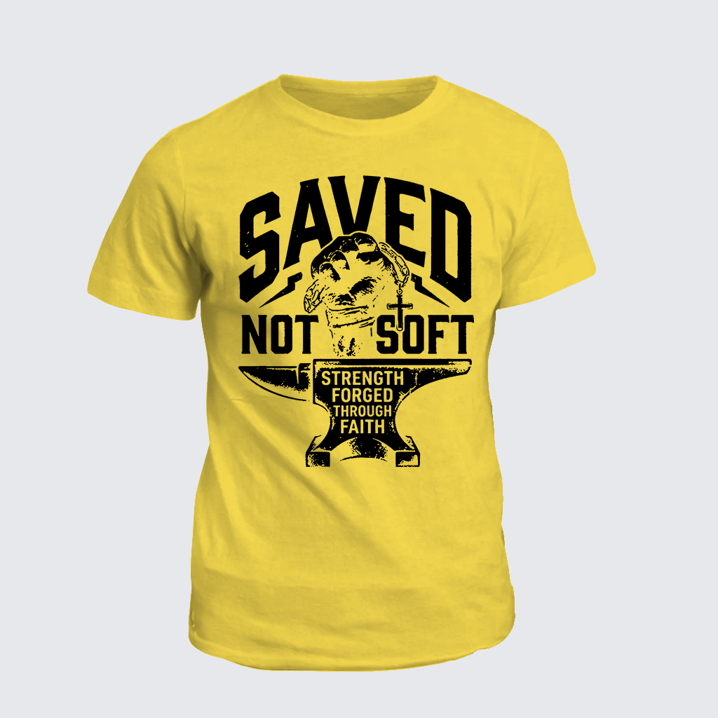 Saved Not Soft Jesus God Christian Cotton T-Shirt
