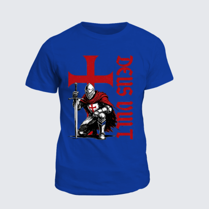 Templar Knight Crusader Deus Vult Jesus God Christian Cotton T-Shirt