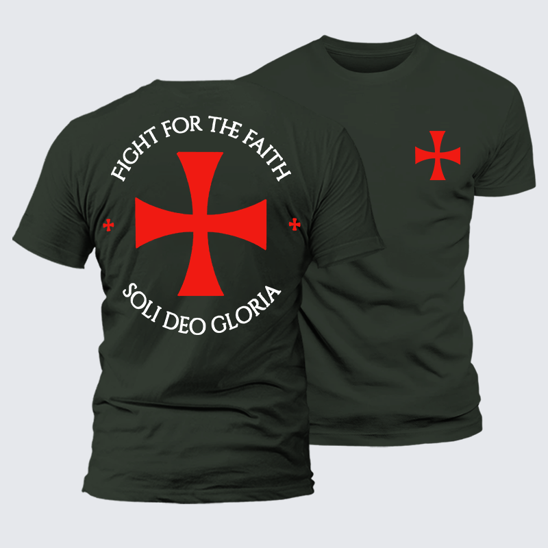 Fight for the Faith – Templar Cross Crusader Knight  Jesus God Christian Premium Mercerized Cotton Tee