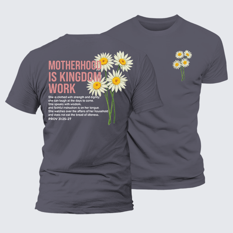 Motherhood Is Kingdom Work Jesus God Christian Premium Mercerized Cotton Tee