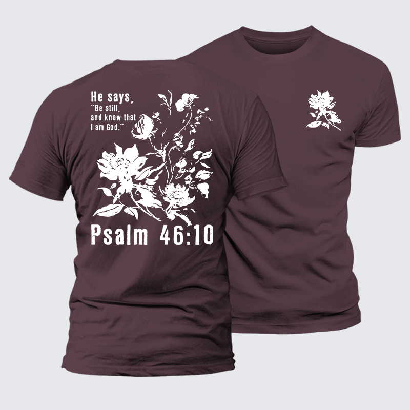 Psalm 46:10 Jesus God Christian Premium Mercerized Cotton Tee