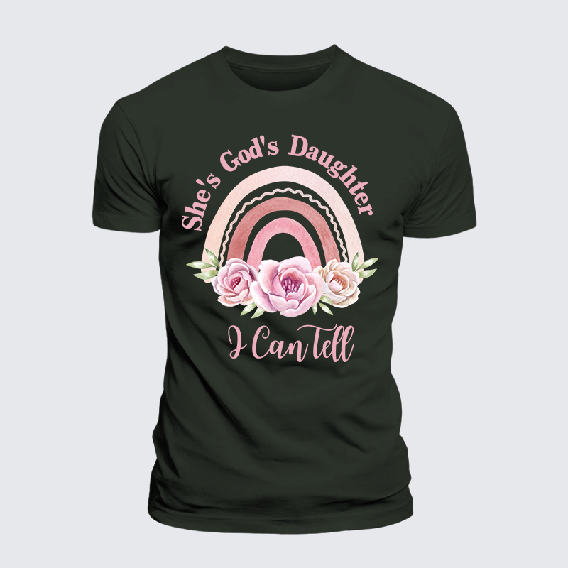 She's God's Daughter I Can Tell Jesus God Christian Premium Mercerized Cotton Tee