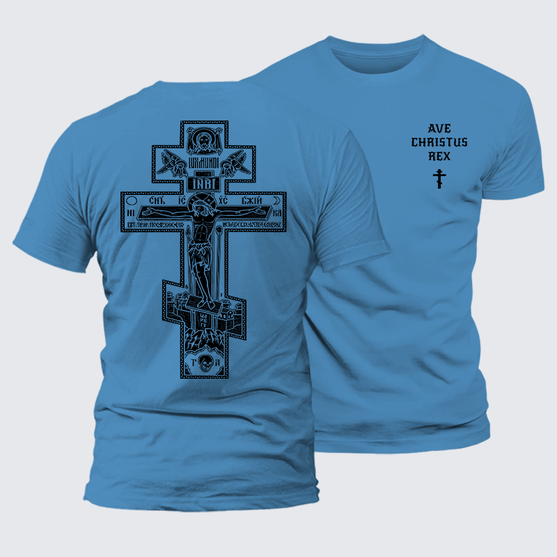 Ave Christus Rex Jesus God Christian Premium Mercerized Cotton Tee