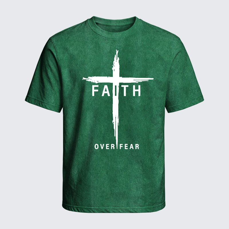 Washed T-Shirt - Faith Over Fear Cross