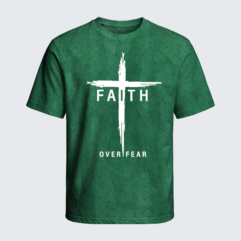 Washed T-Shirt - Faith Over Fear Cross