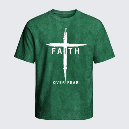Washed T-Shirt - Faith Over Fear Cross