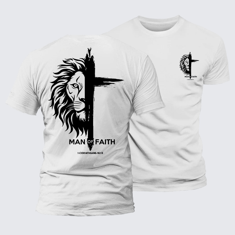 Man of Faith Jesus God Christian Cotton T-Shirt