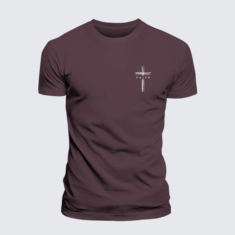 Faith Cross Jesus God Christian Premium Mercerized Cotton Tee