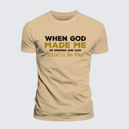When God Made Me Jesus God Christian Premium Mercerized Cotton Tee