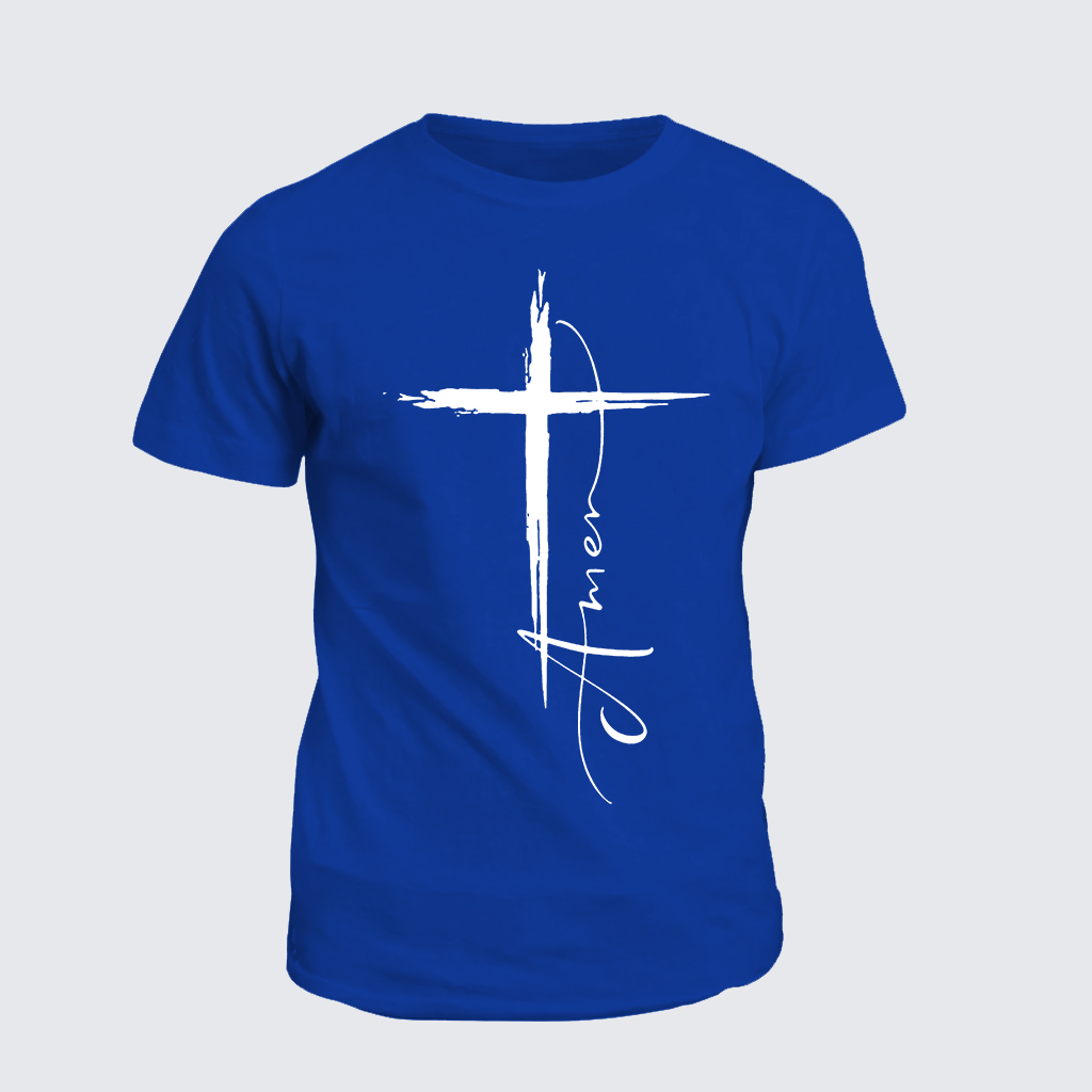 Amen Cross Jesus God Christian Cotton T-Shirt