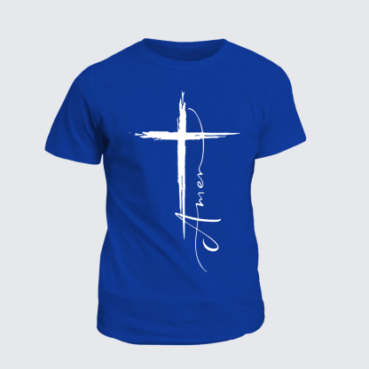 Amen Cross Jesus God Christian Cotton T-Shirt