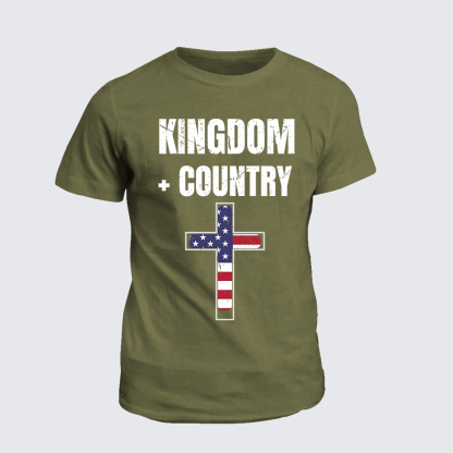 Kingdom + Country Flag Cross Jesus God Christian Cotton T-Shirt