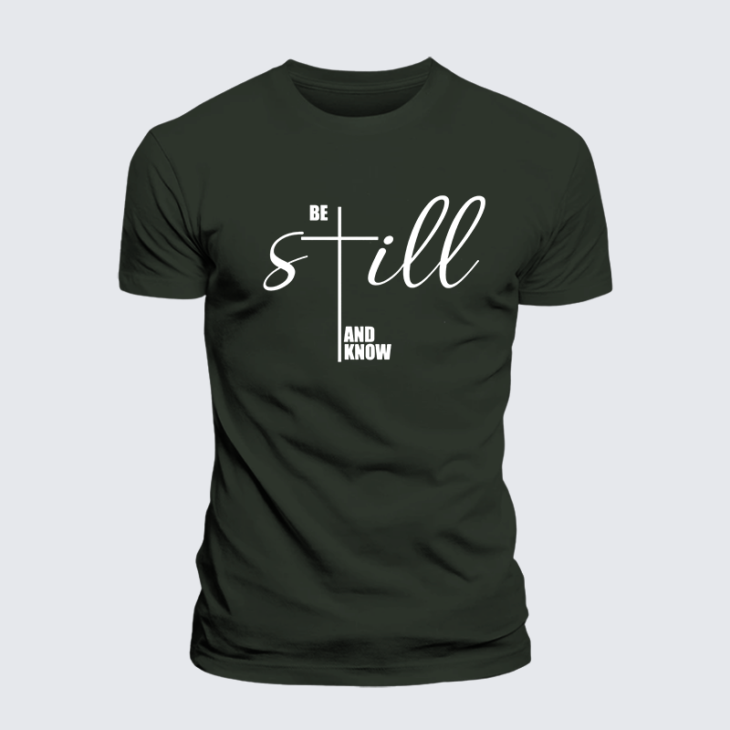 Be Still And Know Cross Jesus God Christian Premium Mercerized Cotton Tee