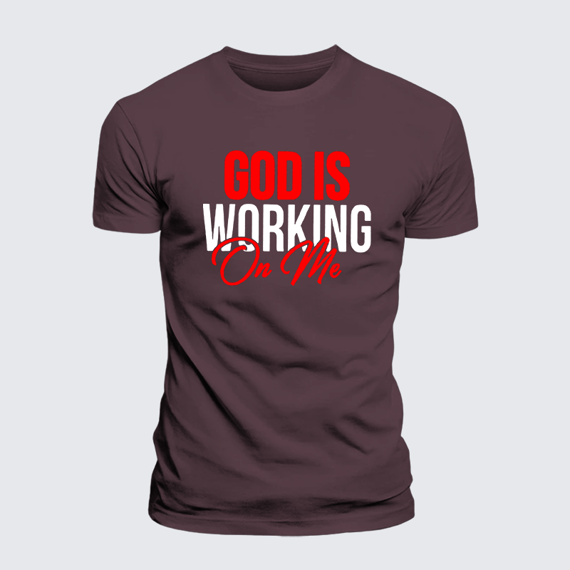 God Is Working On Me Jesus God Christian Premium Mercerized Cotton Tee