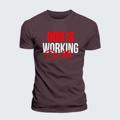 God Is Working On Me Jesus God Christian Premium Mercerized Cotton Tee