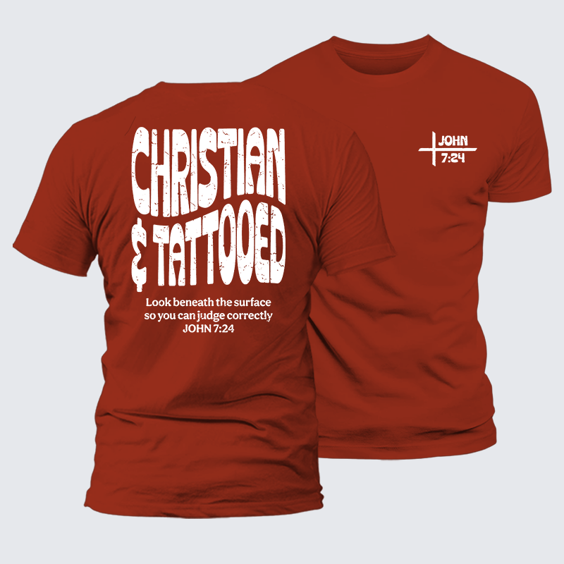 Christian & Tattooed Jesus God Christian Premium Mercerized Cotton Tee