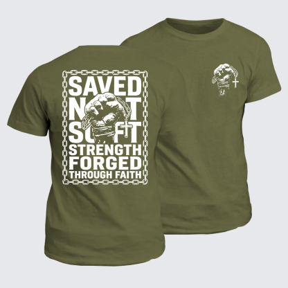 Saved Not Soft Jesus God Christian Cotton T-Shirt