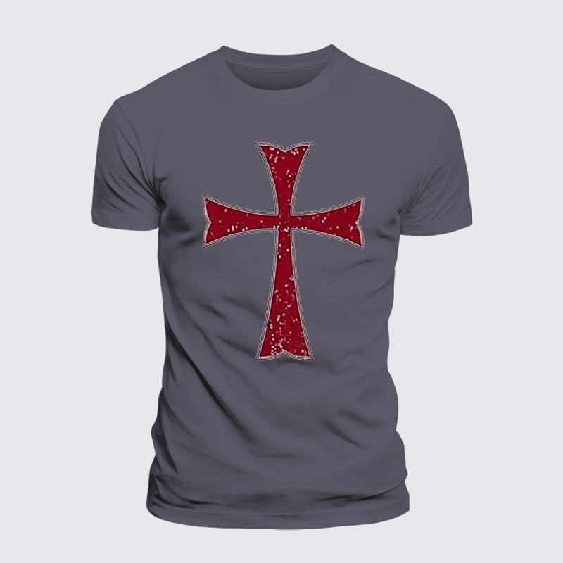 Knights Templar Crusader Cross Jesus God Christian Premium Mercerized Cotton Tee