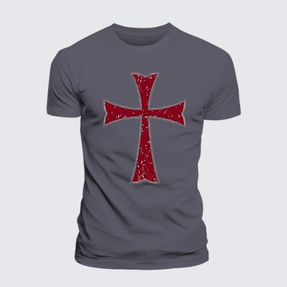 Knights Templar Crusader Cross Jesus God Christian Premium Mercerized Cotton Tee