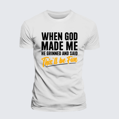 When God Made Me Jesus God Christian Premium Mercerized Cotton Tee