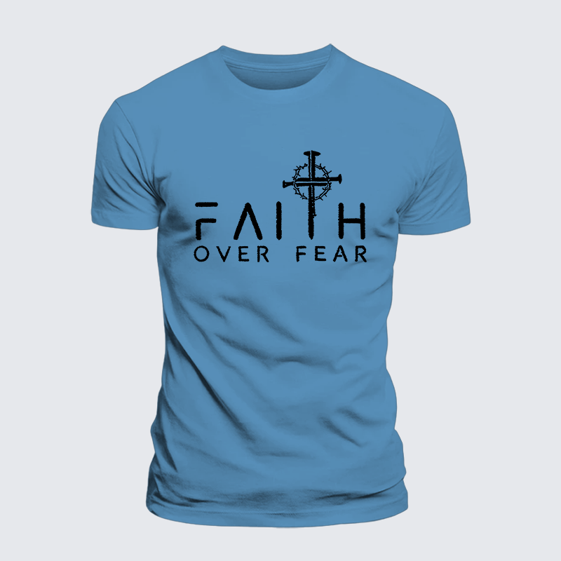 Faith Over Fear Faith Cross Jesus God Christian Premium Mercerized Cotton Tee