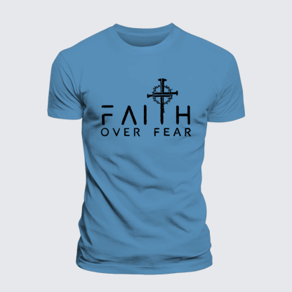 Faith Over Fear Faith Cross Jesus God Christian Premium Mercerized Cotton Tee