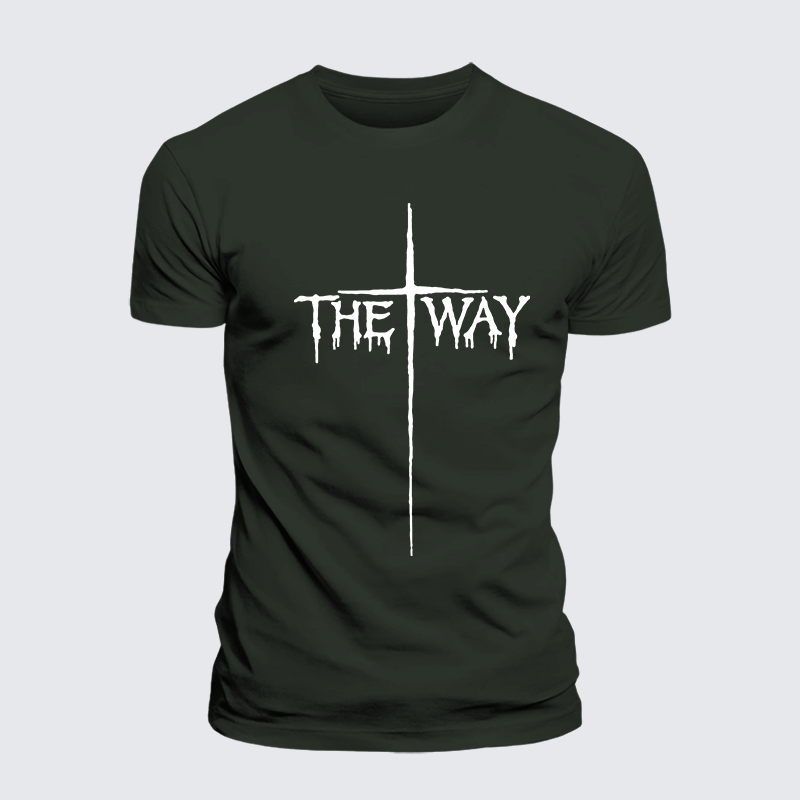 The Way Cross Faith Jesus God Christian Premium Mercerized Cotton Tee