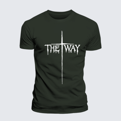 The Way Cross Faith Jesus God Christian Premium Mercerized Cotton Tee