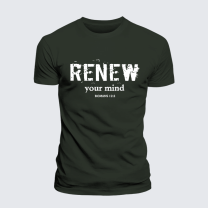 Renew Your Mind Jesus God Christian Premium Mercerized Cotton Tee