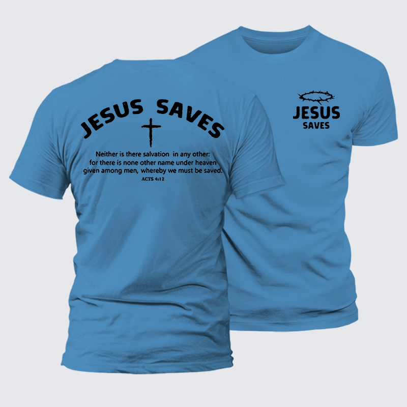 Jesus Saves Jesus God Christian Premium Mercerized Cotton Tee