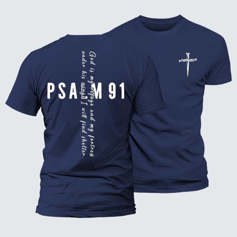 Psalm 91 Jesus God Christian Premium Mercerized Cotton Tee