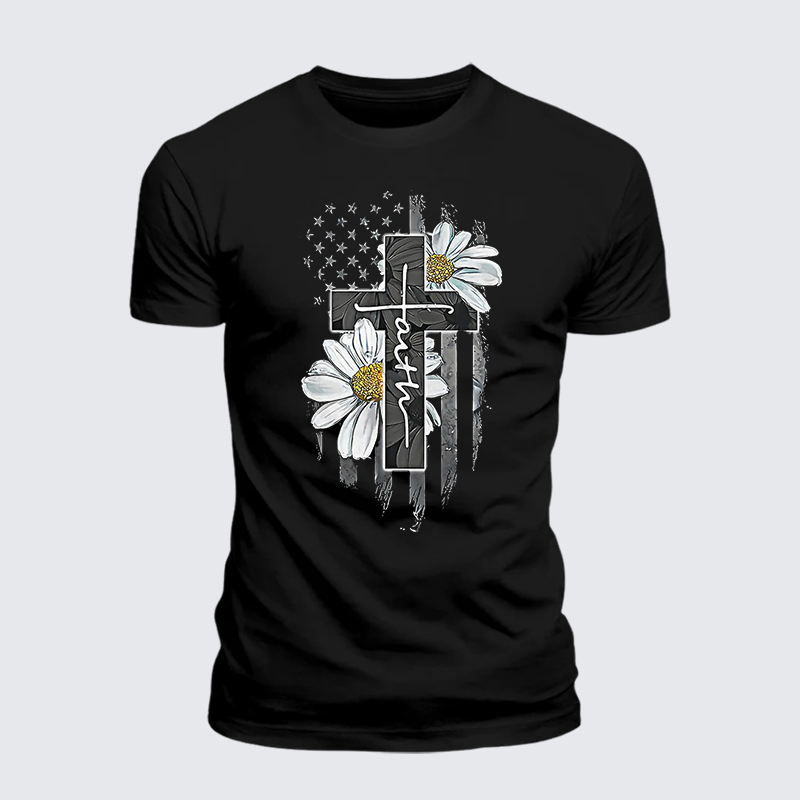 Man Of God Husband Dad Jesus God Christian Cotton T-Shirt