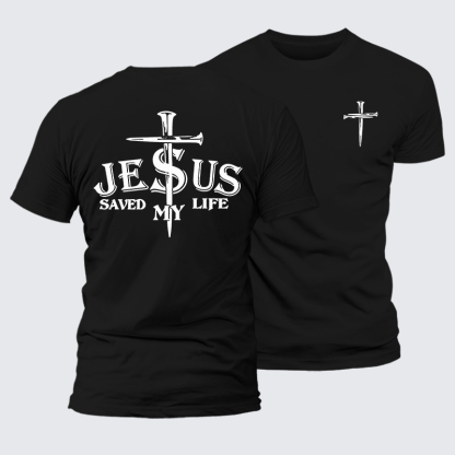 Jesus Saved My Life Jesus God Christian Premium Mercerized Cotton Tee