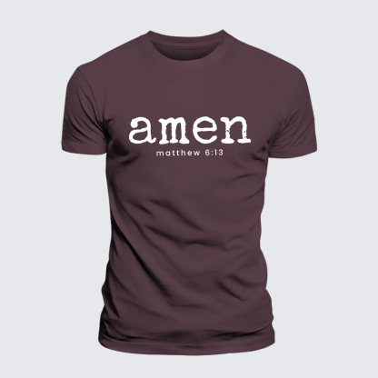 Amen Matthew 6:13 Jesus God Christian Premium Mercerized Cotton Tee