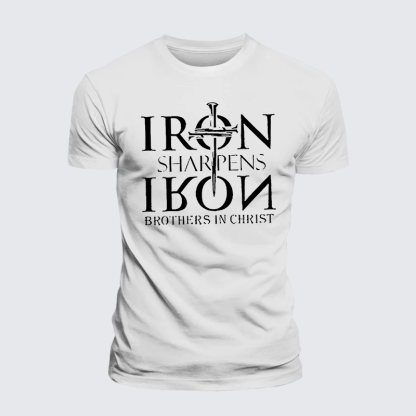 Iron Sharpens Iron Brothers in Christ Jesus God Christian Premium Mercerized Cotton Tee