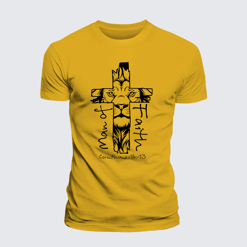 Man Of Faith Jesus God Christian Premium Mercerized Cotton Tee