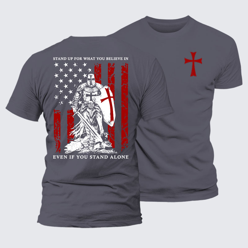 Stand Up For What You Believe  Jesus God Christian Premium Mercerized Cotton Tee